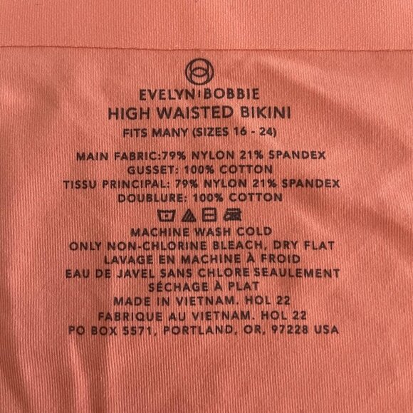 Evelyn & Bobbie High Waisted Retro Bikini Panty fits many (sizes 16 - 24) Peach - Picture 2 of 6
